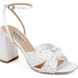 Badgley Mischka Wila Ankle Strap Sandal in White Satin at Nordstrom, Size 6.5