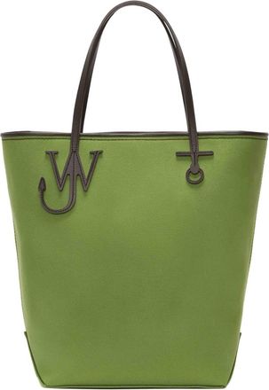 J.W.Anderson Tall Anchor canvas tote bag - unisex - Cotton/CALFSKIN - One Size - Green