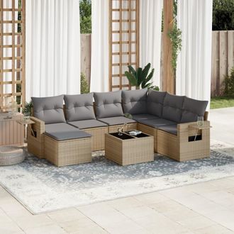 vidaXL Vidaxl - Juego De Sof&aacute;s De Jard&iacute;n Con Cojines Beige 8 Pzas Rat&aacute;n Pe