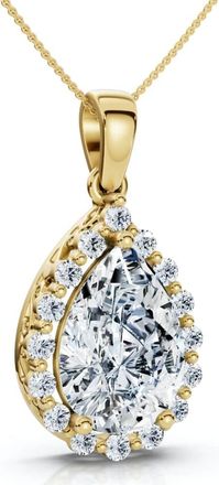Pompeii3 Certified 3.40Ct Pear Shape Diamond Halo Dangle Penadnt 14k Gold Lab Grown 1