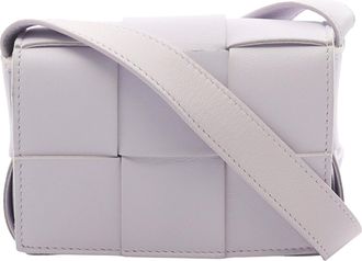 Bottega Veneta Pre-owned Womens Candy Nappa Intrecciato Cassette Crossbody - Silver Leather - One Size