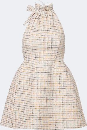 Shushu/Tong Halterneck cotton-blend tweed minidress