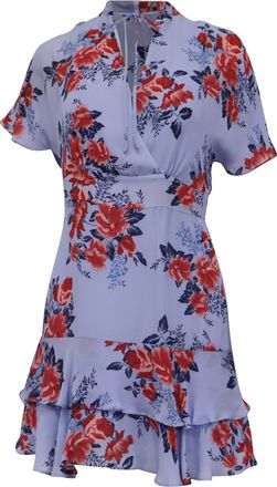 Parker Floral-Print Mini Dress in Blue Silk
