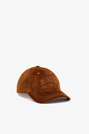 Ganni Brown Cap in Corduroy