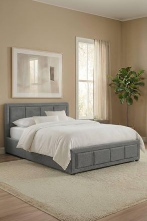Home Discount Vida Designs Vanita Single Ottoman Bed Frame Storage Linen Fabric in Light Grey | Size: Single