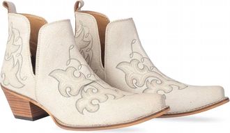 Myraswim Womens Embroidered Leather Booties In Ivory