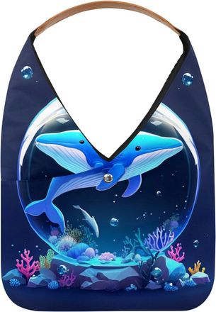 Generic Whale Crystal Ball Reusable Lightweight Grocery Bags - Foldable Into Compact Pouch, Washable & Sturdy, Multipurpose for Shopping and Travel
