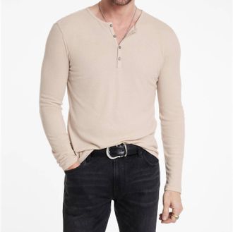 John Varvatos Carver Henley Shirt In Wheat