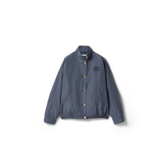 Miu Miu Checked Technical Fabric Blouson Jacket, Woman, Navy, Size 36
