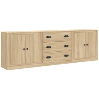 vidaXL Aparadores 3 piezas madera contrachapada color roble sonoma vidaXL