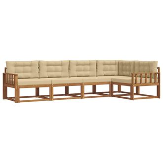 vidaXL Conjunto De Sof&aacute;s De Exterior Con Coj&iacute;n 5 Pcs Natural Y Beige Vidaxl
