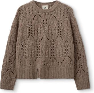 The Garment Gezellige Kabeltrui - Dames - Ronde hals truien - Bruin - S - Wol - Truien & Vesten