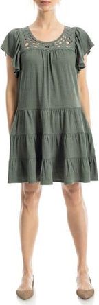 Max Studio Crochet Trim Tiered Minidress in Army at Nordstrom Rack, Size X-Small