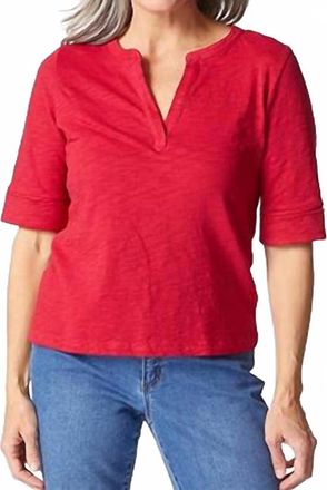 Habitat Pebble Split Neck Tee In Ruby