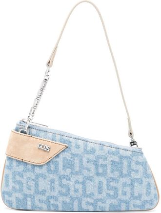 GCDS logo-lettering denim shoulder bag - women - Polyester/Cotton/Leather - OS - Blue