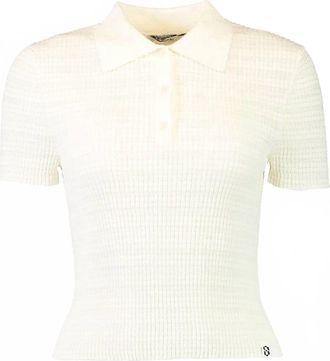 SIMKHAI Womens Averie Short Sleeve Polo In Ivory