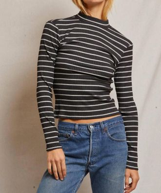 perfectwhitetee Lauryn Long Sleeve Top In Black/sugar