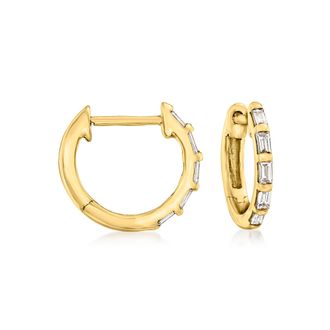 RS Pure by Ross-Simons Diamond Huggie Hoop Earrings in 14kt Yellow Gold