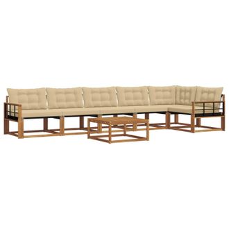 vidaXL Conjunto De Sof&aacute;s De Exterior Con Coj&iacute;n 7 Pcs Natural Y Beige Vidaxl