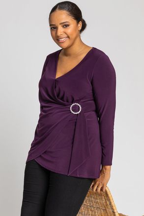 Roman Wrap Diamante Buckle Top