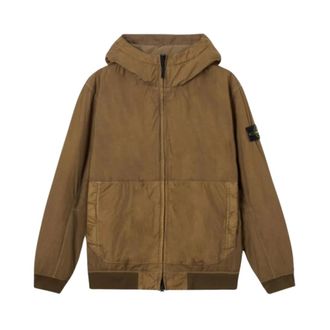 Stone Island Jassen, Heren, Groen, XL, Leer, Bomber Crinkle Reps NY