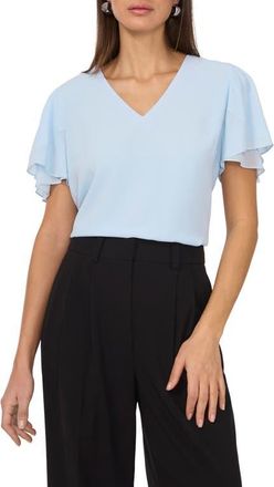Vince Camuto V-Neck Tulip Sleeve Chiffon Top in Frozen at Nordstrom, Size X-Large
