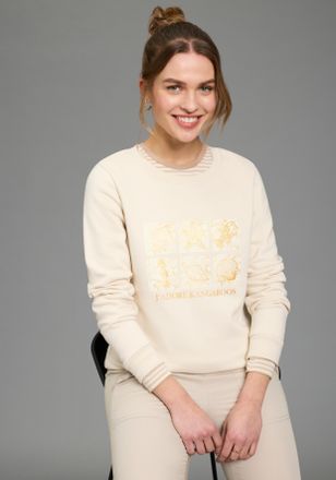 Kangaroos Sweatshirt KANGAROOS, Damen, Gr. 32/34, natur, angeraute Sweatware, Obermaterial: 80% Baumwolle, 20% Polyester, Basic h&uuml;ftlang, Rundhals, Rippb&uuml;ndchen