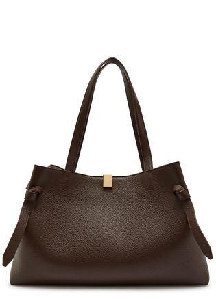 Yuzefi Gyoza Grained Leather Tote bag - Dark Brown - One Size