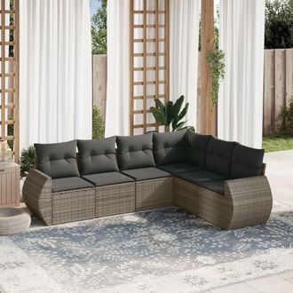 vidaXL Vidaxl - Set De Muebles De Jard&iacute;n 6 Pzas Y Cojines Rat&aacute;n Sint&eacute;tico Gris