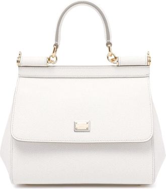 Dolce & Gabbana Sicily Medium Handtas - Dames - Handtassen - Wit - ONE Size - Katoen - Tassen