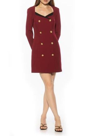 Alexia Admor Zuri Long Sleeve Double Breasted Blazer Dress in Burgundy at Nordstrom Rack, Size 14