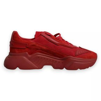 Dolce & Gabbana Mens Portofino Sneakers Casual Suede - Red Leather - Size UK 8