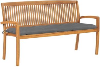 vidaXL Vidaxl - Banco De Jard&iacute;n Apilable Con Coj&iacute;n Madera Maciza De Teca 159 Cm