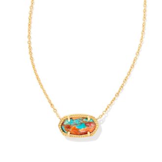 Kendra Scott Womens Elisa Pendant Necklace In Bronze Veined Turquoise