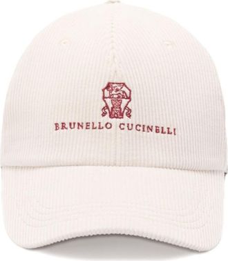 Brunello Cucinelli Beige Textured Logo Baseball Hat