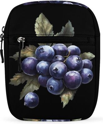 Generic Blueberries Watercolor Trendy Crossbody Bag for Men Women Small Satchel Men Sling Adjustable Shoulder Strap Messenger