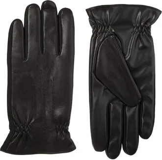 Isotoner Isotoner Mens Faux Leather Fleece Lined Driving Gloves Black XL