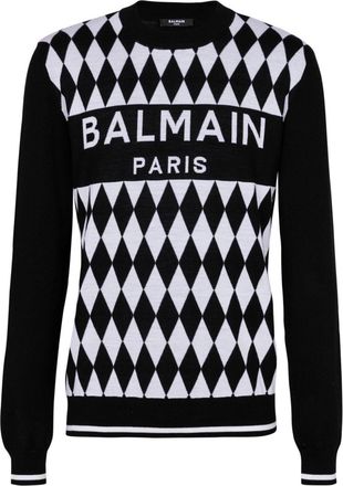 Balmain Diamond Balmain Paris wool jacquard jumper - men - Wool - L - Black