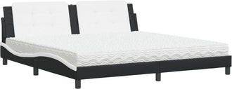 vidaXL Vidaxl - Cama Con Colch&oacute;n Cuero Sint&eacute;tico Negro Y Blanco 200x200 Cm