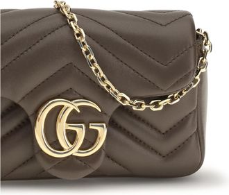 Gucci Womens Shoulder Bag Gg Marmont Toasted Leather Toasted-Toasted Calf Toasted/toasted