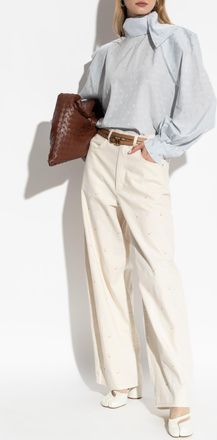 Marni Trousers With Embroidered Pattern, Womens, Cream