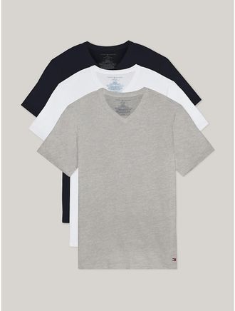Tommy Hilfiger Mens Cotton Classics V-Neck Undershirt 3-Pack - Storm - S