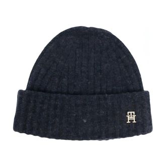 Tommy Hilfiger Moderne Fluffy Beanie - Dames - Hoeden - Blauw - ONE Size - Wol - Accessoires