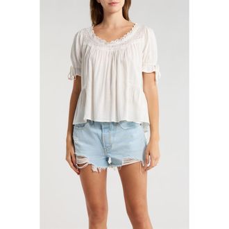 PacSun Karlie Eyelet Puff Sleeve Top in White at Nordstrom, Size Xx-Small