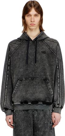Diesel Hoodie in washed cotton with Oval D embroidery - Sweaters - Man - Black
