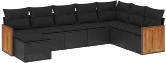 vidaXL Set De Sof&aacute;s De Jard&iacute;n 8 Piezas Y Cojines Rat&aacute;n Sint&eacute;tico Negro Vidaxl