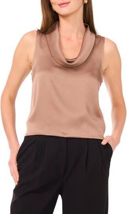 Vince Camuto Hammered Satin Sleeveless Cowl Neck Top in Rich Taupe at Nordstrom Rack, Size Small