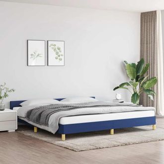 vidaXL Estructura De Cama Con Cabecero Sin Colch&oacute;n Tela Azul 200x200cm Vidaxl