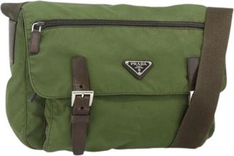 Prada Pre-owned Cross Body Bags, female, Green, Size: ONE SIZE Pre-owned Vintage Nylon Shoulder Bag