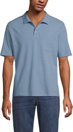 Lands End Short Sleeve Cotton Linen Polo in Oasis Blue at Nordstrom, Size Xx-Large